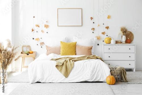 Interior of light bedroom w...