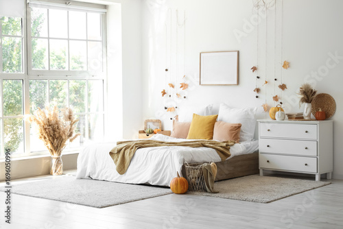 Interior of light bedroom w...