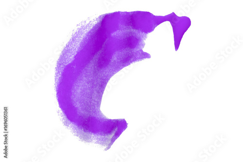 Purple watercolor composition on transparent background. Hand drawn brush strokes and texture. Abstract brush strokes. Liquid ink pattern.