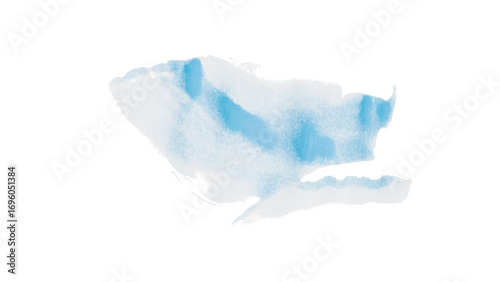 Light blue watercolor composition on transparent background. Hand drawn brush strokes and texture. Abstract brush strokes. Liquid ink pattern.