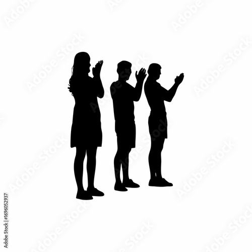 Audience clapping for athletes on stage silhouette