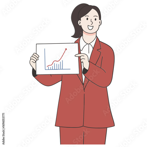 Young business woman explained marketing solution