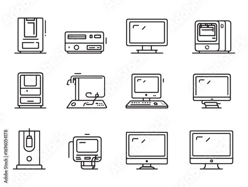 Desktop computer ultra minimalist line art