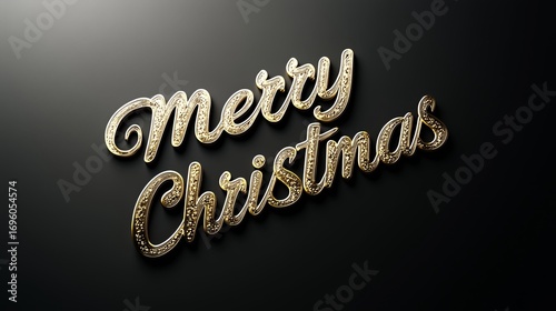 Merry Christmas Celebration With Golden Text and Festive Stars on a Dark Back...