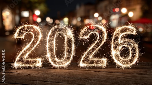 Celebration of the New Year 2026 With Sparkling Lights and Cheerful Atmosphere.