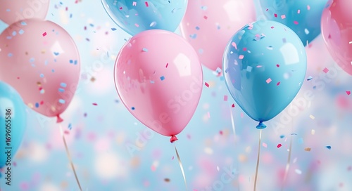 Colorful Balloons and Confetti Create a Festive Atmosphere for Celebration in...