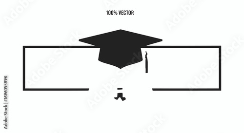 Graduation Cap Minimalist Icon Vector Illustration for Education Success and Ceremony Designs