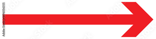 Long arrow icon. Vector trendy long arrow. Red horizontal long arrow vector. Red long arrow pointing to right site on isolated background. Vector illustration.