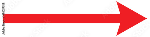 Long arrow icon. Vector trendy long arrow. Red horizontal long arrow vector. Red long arrow pointing to right site on isolated background. Vector illustration.