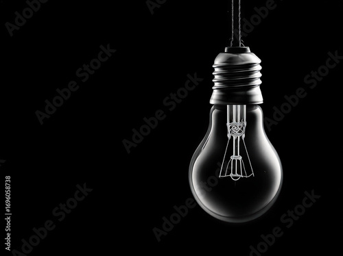 light bulb on black background