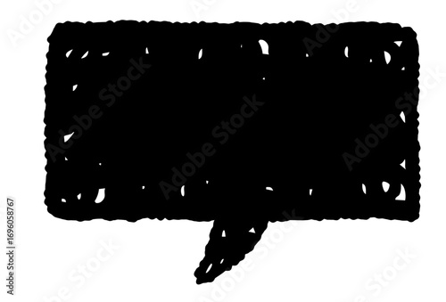 もやもやした手描きのふきだし。黒い吹き出し。悩み、考えているフキダシ。