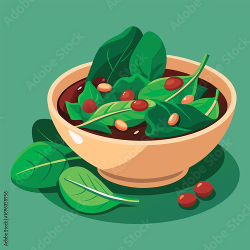 Hearty spinach and bean soup.