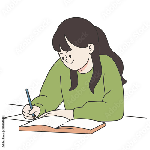 Young female student studying