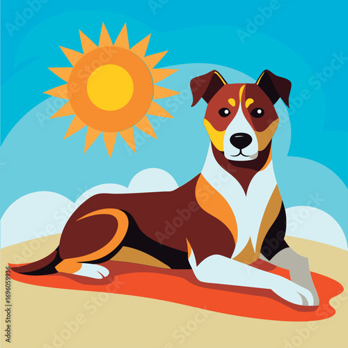 Happy dog basking in the sunshine.