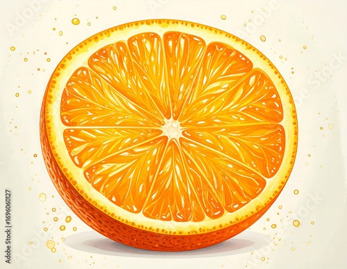 Vibrant orange slice, realistically rendered
