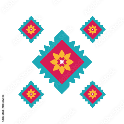 Authentic bangladeshi jamdani saree inspired seamless pattern for fabric and textile design