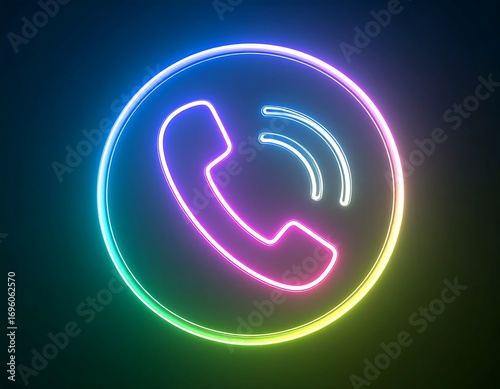 Vibrant neon phone icon