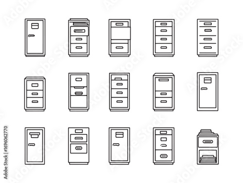 Filing cabinet ultra minimalist 2D line art