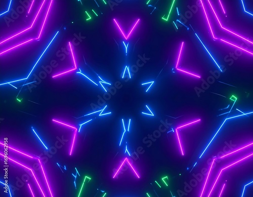 Vibrant neon kaleidoscope design
