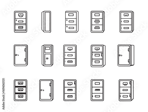 Filing cabinet ultra minimalist 2D storage illustration