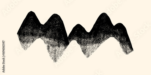 Halftone Stipple Grain Mountain. Nature Texture Dot Landscape. Vector Illustration Grunge Noise Background
