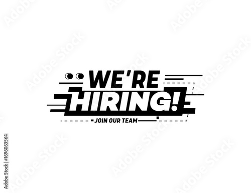 Were Hiring  Bold Black and White Recruitment Announcement