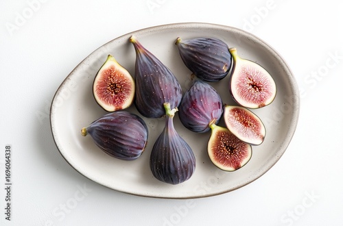 Fresh Figs Arranged on a Platter With Some Sliced Open to Showcase the Juicy ...