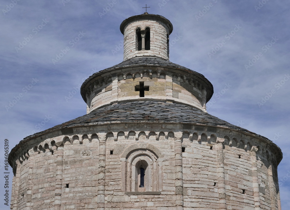 Fototapeta premium Historic rotonda of San Tomè, XII sec, Almenno San Bartolomeo, Italy