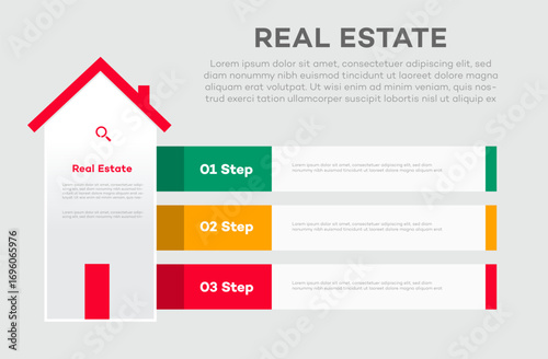 Real Estate Infographic  3 Step Process  Modern Design