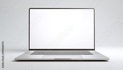 Sleek silver laptop on a plain white surface
