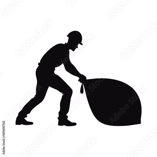 Man with shovel and soil pile
