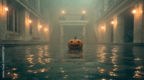 Pumpkin Swimmer In Haunted Pool
