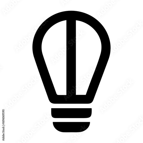 A light bulb is shown in black and white. The light bulb is lit up and is the main focus of the image
