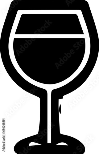 Wine glass is shown with a stem and a clear liquid inside. Concept of elegance and sophistication, as wine glasses are often associated with fine dining and special occasions