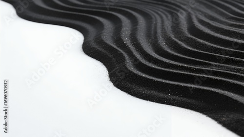 Minimalist black sand landscape