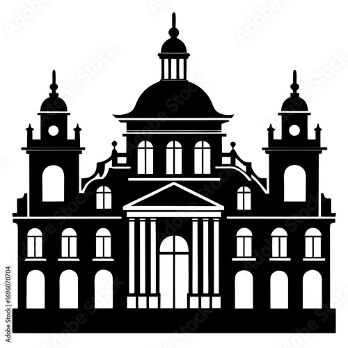 Baroque Palace a simple vector clean black silhouette design white background