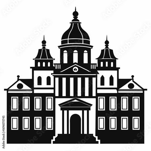 Baroque Palace a simple vector clean black silhouette design white background