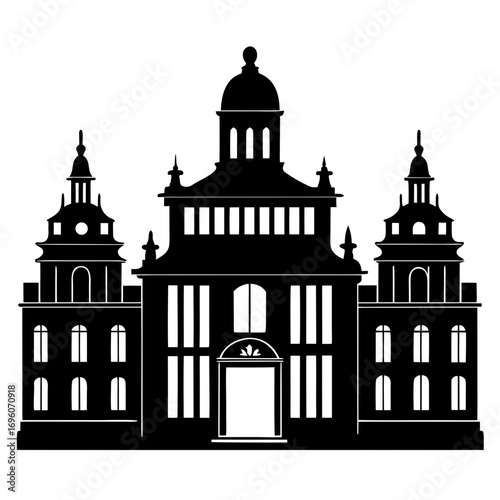 Baroque Palace a simple vector clean black silhouette design white background