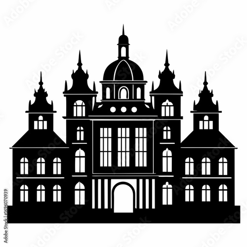 Baroque Palace a simple vector clean black silhouette design white background