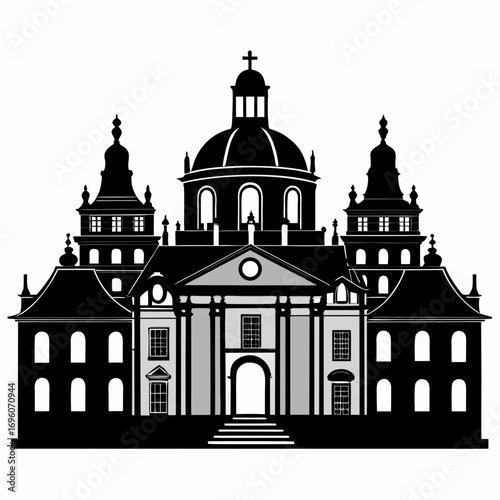 Baroque Palace a simple vector clean black silhouette design white background