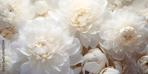 Abstract floral background with white peony  flowers 
