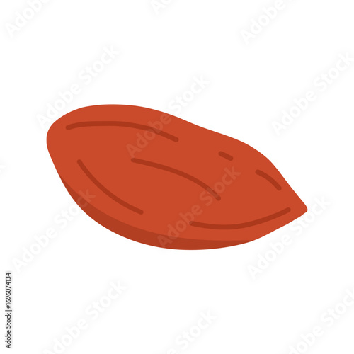 Peeled single peanut in cartoon style isolated on white background. Healthy protein food clipart for diet and recipes. Vector illustration