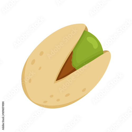Pistachio nut isolated on white background. Doodle food clipart in cartoon style. Healthy protein snack vector illustration