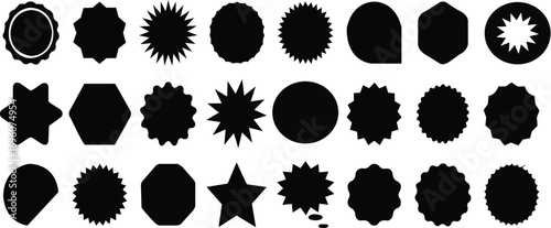 set of sale sticker, price tag, starburst, quality mark, sunburst badges, retro stars, Flat vector design elements. Starburst speech bubbles or attention grabber set stock vector