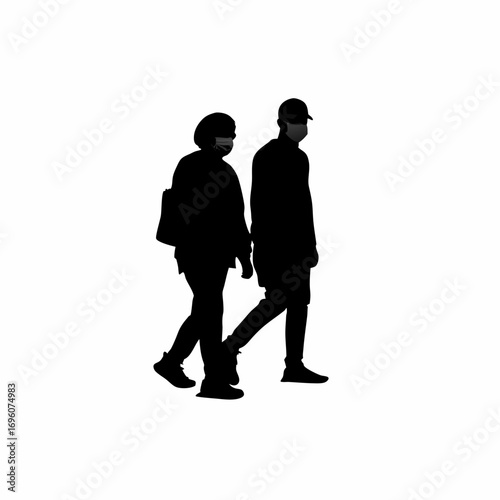 Two people wearing protective masks during pandemic awareness campaign