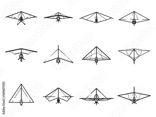 Hang Glider Lightweight Flight Equipment Line Art