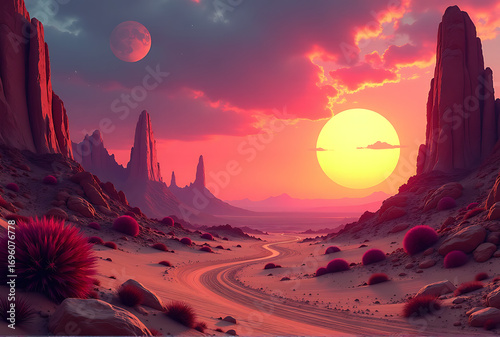 desert landscape with moon