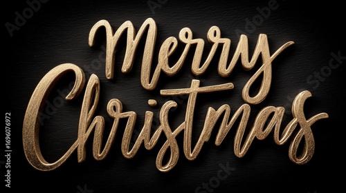 Gold Lettering Wishing Merry Christmas Against a Dark Background