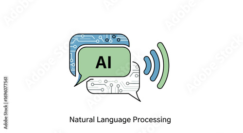 Natural Language Processing Icon – Flat Design AI Chat Vector