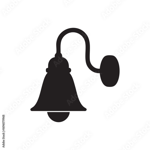Christmas gold bell vector illustration with ribbon ornament.